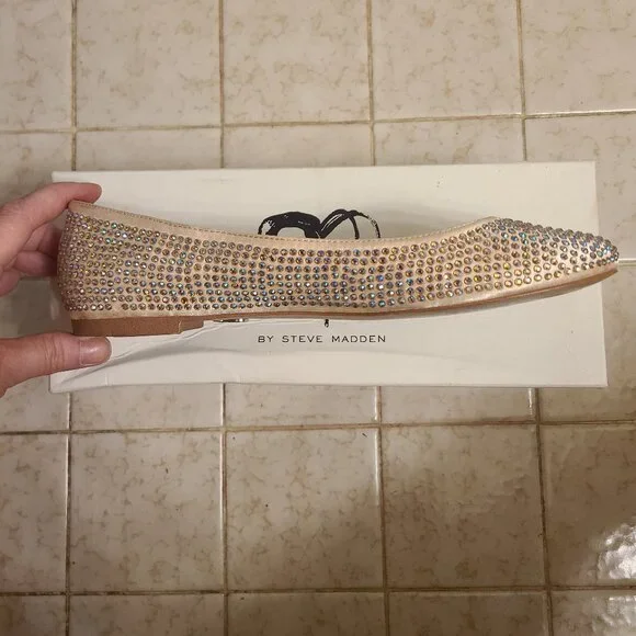 Steve Madden Rhinestone Flats (Very low heel) I-Dreemy Blush Mult Size 9.5 - Picture 11 of 16
